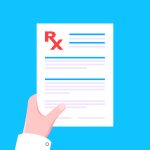 Medical rx form prescription on paper sheet flat style design vector illustration. Clipboard with rx form application medical prescription concept.